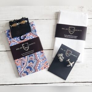 Men's Black Brown 1826/14th & Union Pocket Square/ Cufflinks/ Lapel Pins Bundle